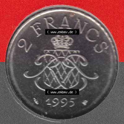 Münzen Monaco Umlaufmünze 1995-1995, 2 Francs 1995 (1) Sammlung