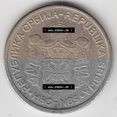 Münzen Serbien Umlaufmünze 2005-2011, 10 Dinar 2005. Münze aus Serbien als Bildmaterial für Sammler und Münzen-Webseiten... Sammlung