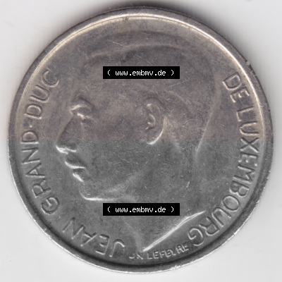 Münzen Luxemburg Umlaufmünze 1965-1984, 1 F, Franc, Franken 1965, Bild mit Rückseite der Münze als Bildmaterial Sammlung