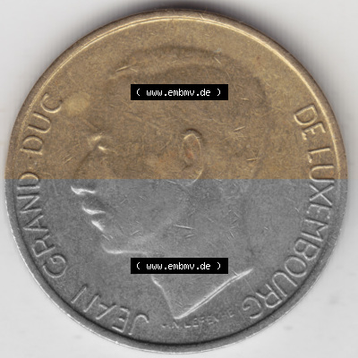 Münzen Luxemburg Umlaufmünze 1986-1988, 5 F, Francs, Franken 1986, Bild mit Rückseite der Münze als Bildmaterial Sammlung