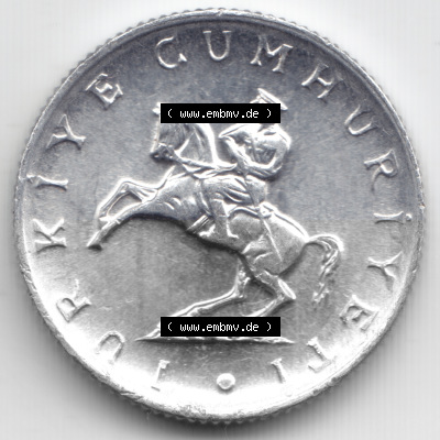 Münzen Türkei Umlaufmünze 1982-1982, 5 Lira. Rückseite der Münze der Türkei als Bildmaterial für Sammler und Münzen-Webseiten... Sammlung