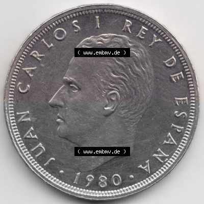 Münzen Spanien Umlaufmünze 1980-1982, 25 Pesetas - Peseten 1982. Rückseite der spanischen Umlaufmünze aus Spanien vor der... Sammlung