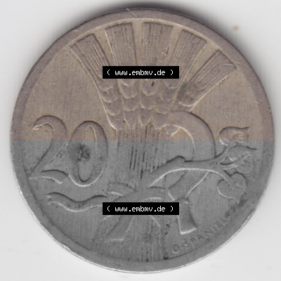 Münzen Tschechoslowakei Umlaufmünze 1921-1938, 50 h, Haleru, Heller. Rückseite der Münze aus Tschechoslowakei als Bildmaterial... Sammlung