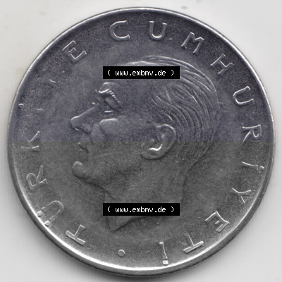 Münzen Türkei Umlaufmünze 1967-1980, 1 Lira - Lire. Rückseite der Münze der Türkei als Bildmaterial für Sammler und Münzen-Webseiten... Sammlung