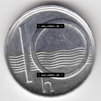 Münzen Tschechien Umlaufmünze 1993-2005, 10 h, 10 Heller. Rückseite der Münze aus Tschechien als Bildmaterial für Sammler... Sammlung