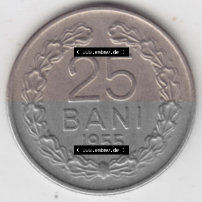 Münzen Rumänien Umlaufmünze 1955-1955, 25 Bani, Bild mit Vorderseite der Münze als Bildmaterial Sammlung
