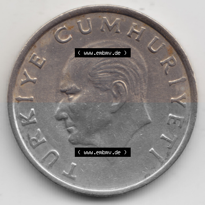 Münzen Türkei Umlaufmünze 1984-1987, 50 Lira - Lire. Rückseite der Münze der Türkei als Bildmaterial für Sammler und Münzen-Webseiten... Sammlung