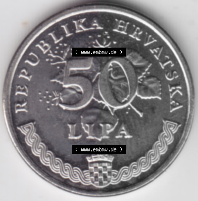 Münzen Kroatien Umlaufmünze 2003 50 Lipa, Bild mit Rückseite der Münze als Bildmaterial Sammlung