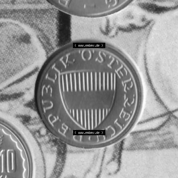 Grau bzw. s/w Münzen Österreich Umlaufmünze aus Münzsatz 1959-2001 50 Groschen 2000, Bild mit Rückseite der österreichischen Münze als Bildmaterial, des Bildes zur deiner... Sammlung Graustufen