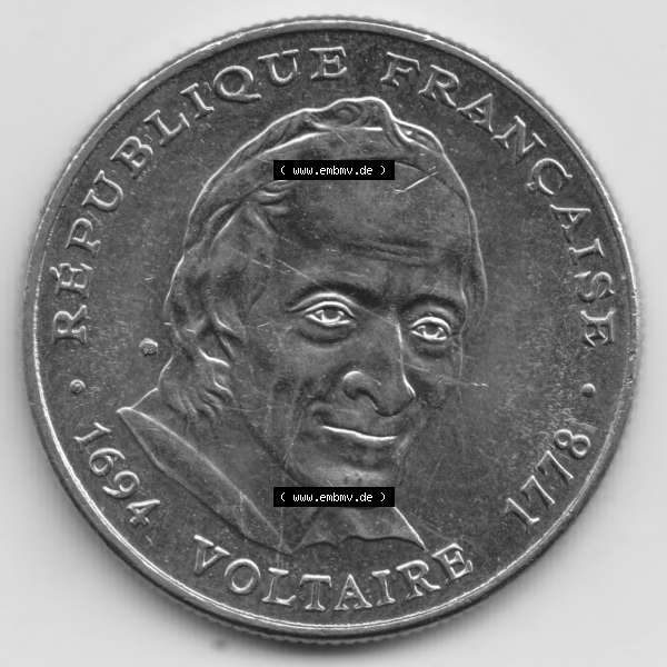 Grau bzw. s/w Münze Frankreich 1994-1994, 5 Francs Liberte Egalite Fraternite. Rückseite der alten französischen Umlaufmünze aus Frankreich in der Francs-Währung zum katalogisieren... Sammlung Graustufen