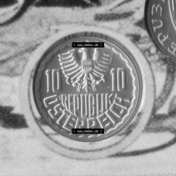 Grau bzw. s/w Münzen Österreich Umlaufmünze aus Münzsatz 1951-2001 10 Groschen 2000, Bild mit Rückseite der österreichischen Münze als Bildmaterial, des Bildes zur deiner... Sammlung Graustufen