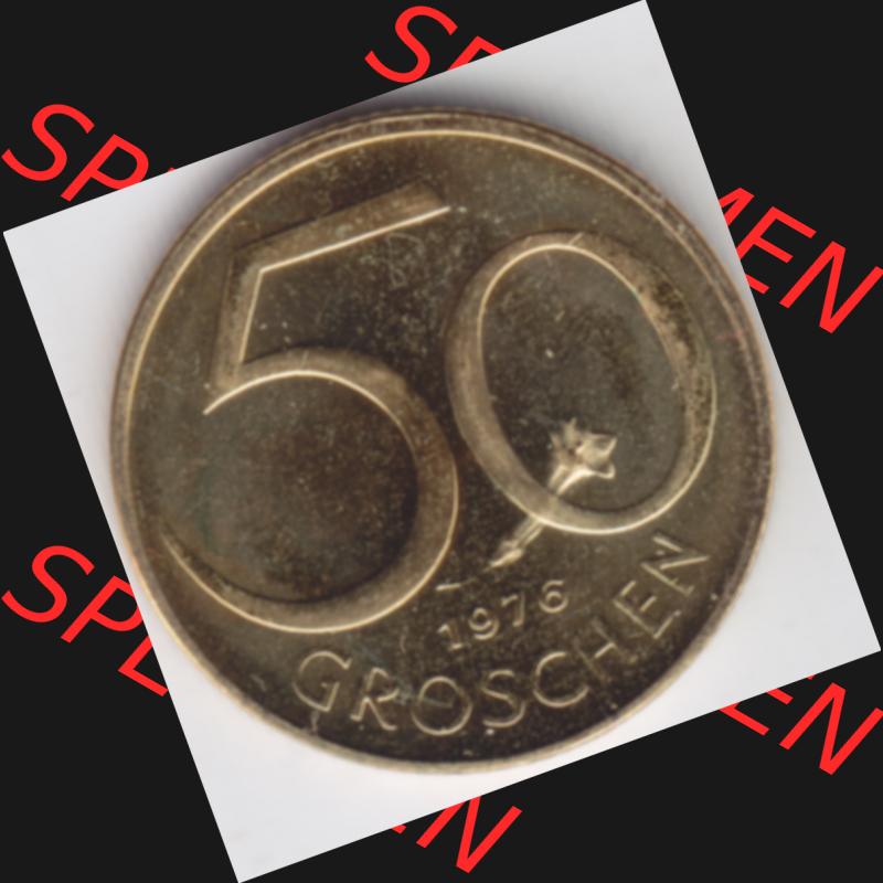 Münzen Österreich Umlaufmünze aus Münzsatz 1976, 50 Groschen, Bild mit Vorderseite der Münze aus Österreich als Bildmaterial, für dich selbst Sammlung