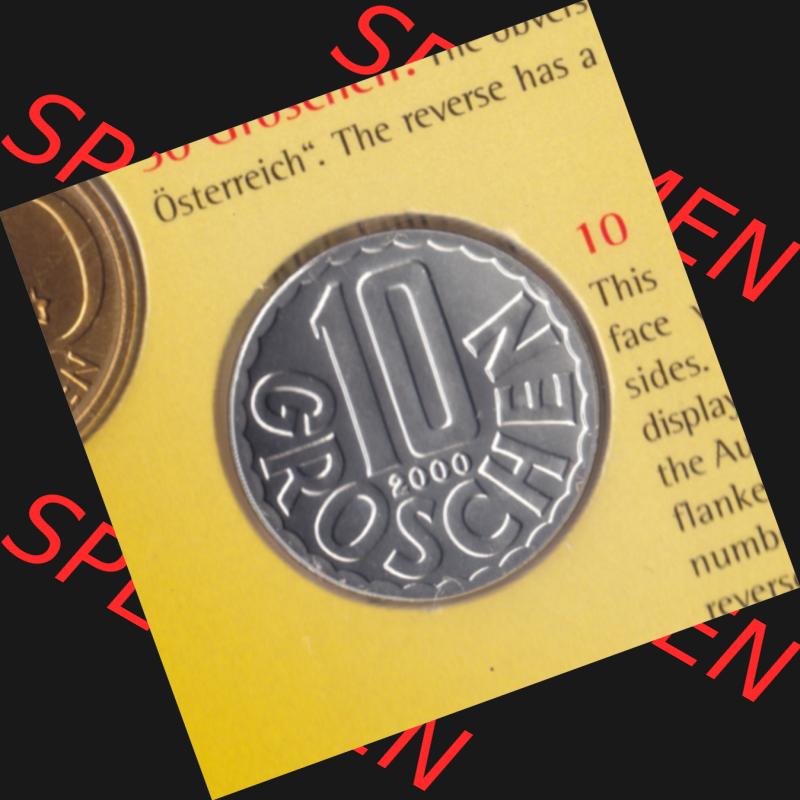 Münzen Österreich Umlaufmünze aus Münzsatz 1951-2001 10 Groschen 2000, Bild mit Vorderseite der Münze aus Österreich als Bildmaterial, für dich selbst Sammlung