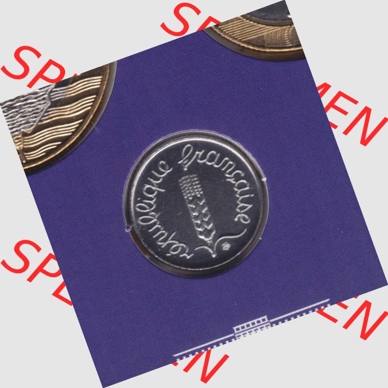 Münze Frankreich 2000, 1 Centime. Rückseite der alten französischen Umlaufmünze aus Frankreich in der Francs-Währung zum katalogisieren und verwalten im Münzen-Katalog... Sammlung