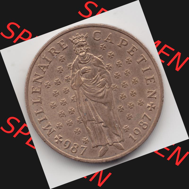 Münze Frankreich 1987-1987, 10 Francs 1000 Jahre König Hugo Capet erster König von Frankreich. Rückseite der alten französischen Umlaufmünze aus Frankreich in... Sammlung