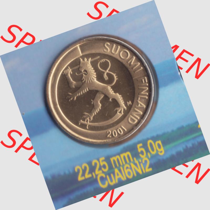 Münze Finnland 2001, 1 Markka, Mark. Rückseite der alten finnischen Umlaufmünze aus Finnland SUOMI zum katalogisieren und verwalten im Münzen-Katalog Finnland mit... Sammlung