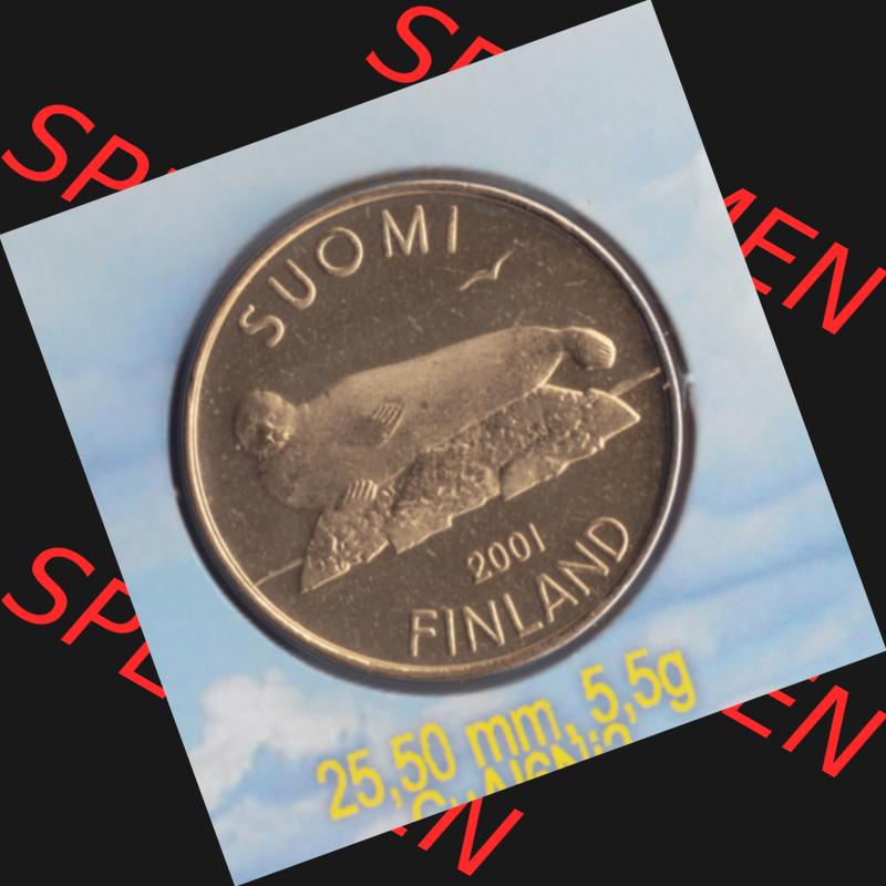 Münze Finnland 2001, 5 Markkaa, Mark. Rückseite der alten finnischen Umlaufmünze aus Finnland SUOMI zum katalogisieren und verwalten im Münzen-Katalog Finnland mit... Sammlung