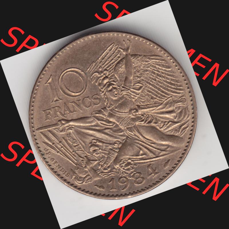 Münze Frankreich 1984-1984, 10 Francs Francois Rude. Rückseite der alten französischen Umlaufmünze aus Frankreich in der Francs-Währung zum katalogisieren und verwalten... Sammlung
