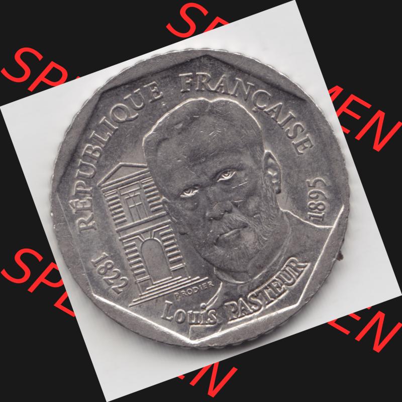 Münze Frankreich 1995-1995, 2 France Louis Rasteur. Rückseite der alten französischen Umlaufmünze aus Frankreich in der Francs-Währung zum katalogisieren und verwalten... Sammlung