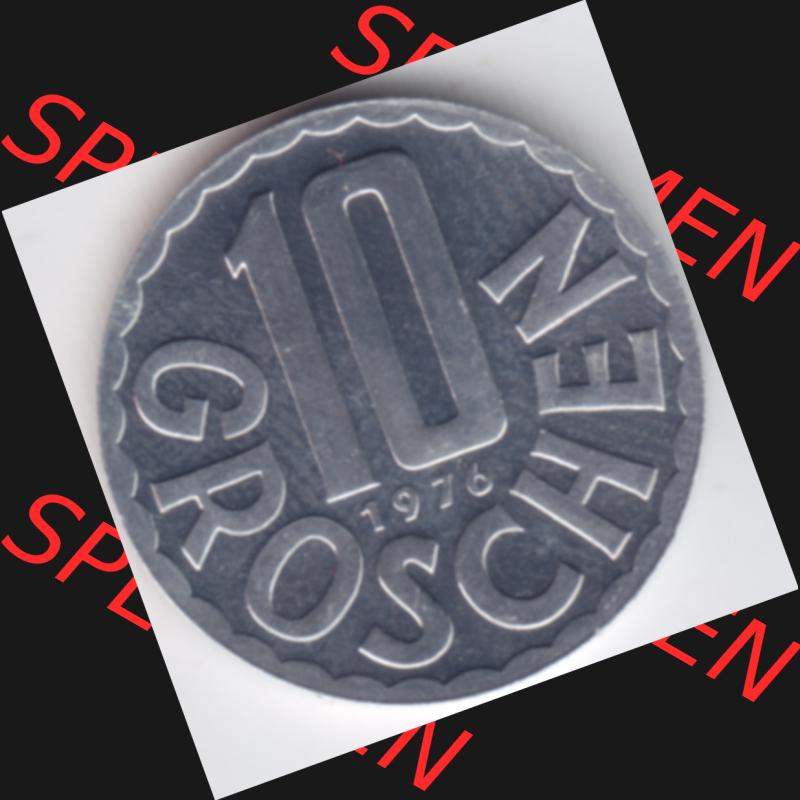 Münzen Österreich Umlaufmünze aus Münzsatz 1976, 10 Groschen, Bild mit Vorderseite der Münze aus Österreich als Bildmaterial, für dich selbst Sammlung
