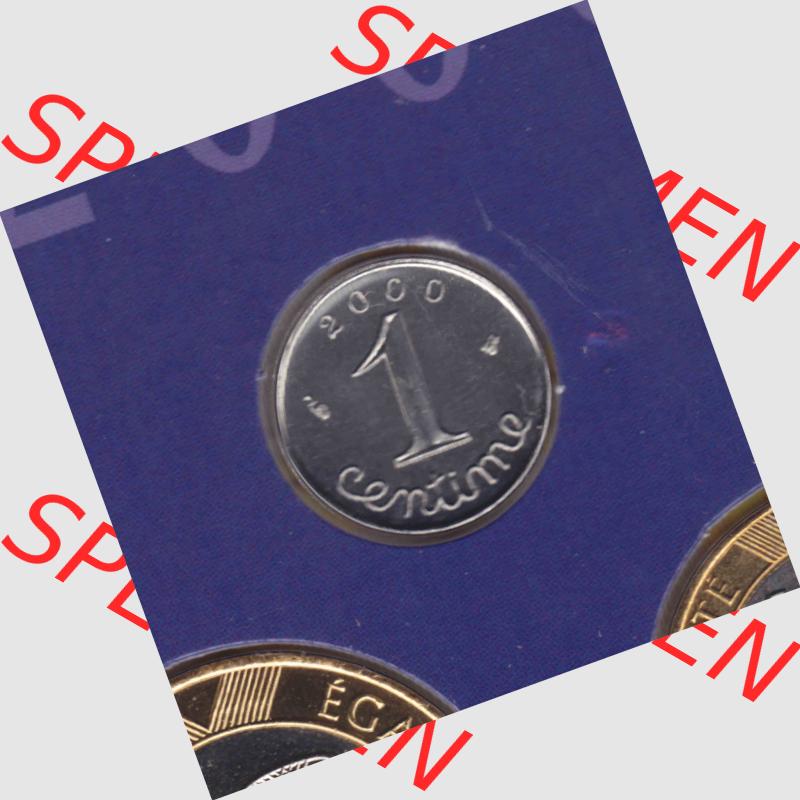 Münze Frankreich 2000, 1 Centime. Vorderseite der alten französischen Umlaufmünze aus Frankreich in der Francs-Währung zum katalogisieren und verwalten im Münzen-Katalog... Sammlung