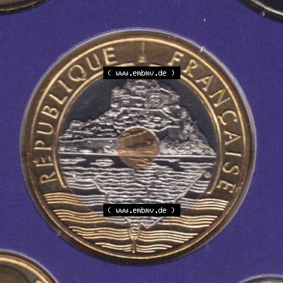 Münze Frankreich 2000, 20 Francs. Rückseite der alten französischen Umlaufmünze aus Frankreich in der Francs-Währung zum katalogisieren und verwalten im Münzen-Katalog... Sammlung
