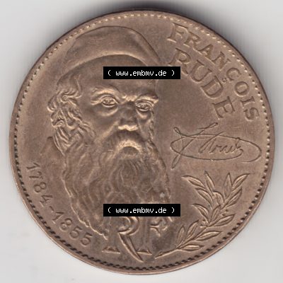 Münze Frankreich 1984-1984, 10 Francs Francois Rude. Vorderseite der alten französischen Umlaufmünze aus Frankreich in der Francs-Währung zum katalogisieren und verwalten... Sammlung