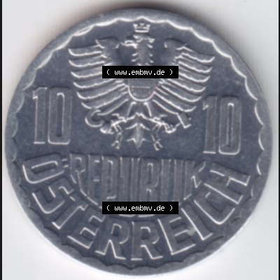 Münzen Österreich Umlaufmünze aus Münzsatz 1976, 10 Groschen, Bild mit Rückseite der österreichischen Münze als Bildmaterial, des Bildes zur deiner... Sammlung