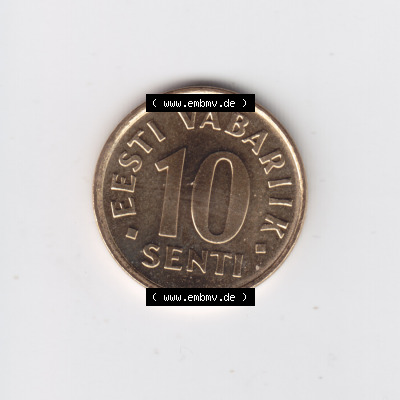 Münzen Estland Umlaufmünze 2006, 10 Senti. Vorderseite der alten estländische Umlaufmünze aus Estland zum katalogisieren und verwalten im Münzen-Katalog Estland und... Sammlung