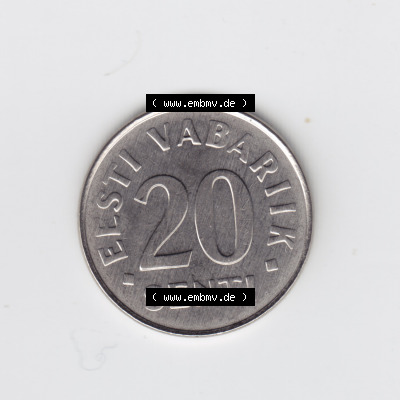 Münzen Estland Umlaufmünze 2006, 20 Senti. Vorderseite der alten estländische Umlaufmünze aus Estland zum katalogisieren und verwalten im Münzen-Katalog Estland und... Sammlung