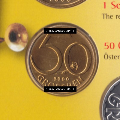 Münzen Österreich Umlaufmünze aus Münzsatz 1959-2001 50 Groschen 2000, Bild mit Vorderseite der Münze aus Österreich als Bildmaterial, für dich selbst Sammlung