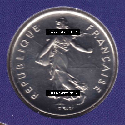 Münze Frankreich 2000, 2 Francs. Rückseite der alten französischen Umlaufmünze aus Frankreich in der Francs-Währung zum katalogisieren und verwalten im Münzen-Katalog... Sammlung