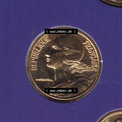Münze Frankreich 2000, 10 Centimes. Rückseite der alten französischen Umlaufmünze 10 Cmes - Centimes - Cent aus Frankreich in der Francs-Währung zum katalogisieren... Sammlung