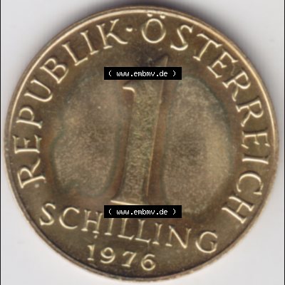 Münzen Österreich Umlaufmünze aus Münzsatz 1976, 1 Schilling, Bild mit Vorderseite der Münze aus Österreich als Bildmaterial, für dich selbst Sammlung