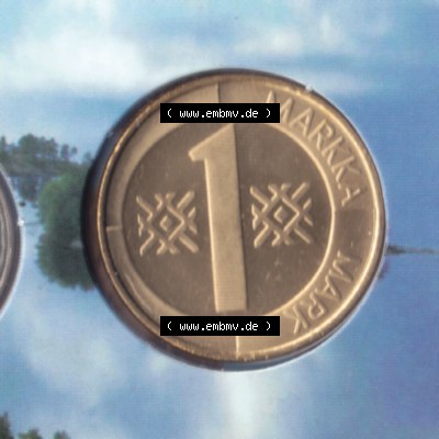 Münze Finnland 2001, 1 Markka, Mark. Vorderseite der alten finnischen Umlaufmünze aus Finnland SUOMI zum katalogisieren und verwalten im Münzen-Katalog Finnland mit Münzen-Verwaltung,... Sammlung