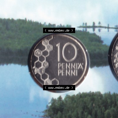 Münze Finnland 2001 10 Penni, Penniä. Vorderseite der alten finnischen Umlaufmünze aus Finnland SUOMI zum katalogisieren und verwalten im Münzen-Katalog Finnland mit Münzen-Verwaltung,... Sammlung