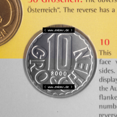 Münzen Österreich Umlaufmünze aus Münzsatz 1951-2001 10 Groschen 2000, Bild mit Vorderseite der Münze aus Österreich als... Sammlung