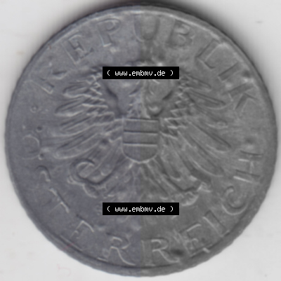 Münzen Österreich Umlaufmünze aus Münzsatz 1976, 5 Groschen, Bild mit Rückseite der österreichischen Münze als Bildmaterial,... Sammlung