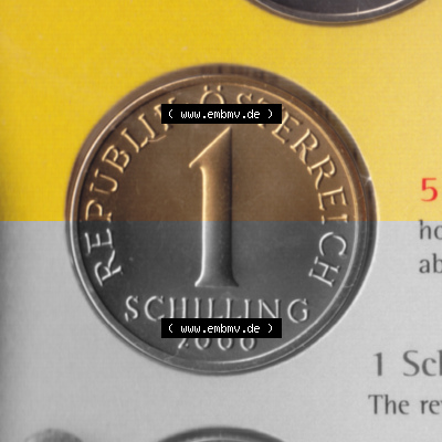 Münzen Österreich Umlaufmünze aus Münzsatz 1959-2001, 1 Schilling 2000, Bild mit Vorderseite der Münze aus Österreich als... Sammlung
