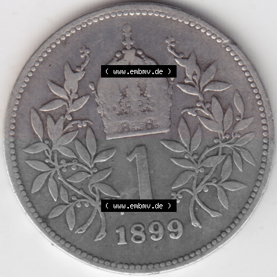 Münzen Österreich Umlaufmünze 1892-1907, 1 Krone Franz Joseph I. 1899, Bild mit Vorderseite der Münze aus Österreich als... Sammlung