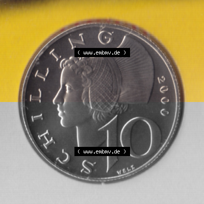 Münzen Österreich Umlaufmünze aus Münzsatz 1974-2001, 10 Schilling 2000, Bild mit Vorderseite der Münze aus Österreich als... Sammlung