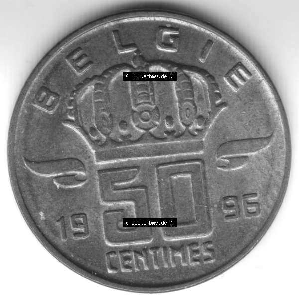 Grau bzw. s/w Münzen Belgien Umlaufmünze 1941. Vorderseite der alten belgischen Francs Umlaufmünze aus Belgien vor Einführung der Euromünzen in Belgien zum katalogisieren und verwalten... Sammlung Graustufen