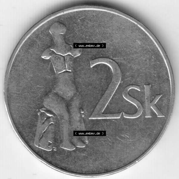 Grau bzw. s/w Münzen Slowenien Umlaufmünze 1993, 2 Sk (1) Sammlung Graustufen