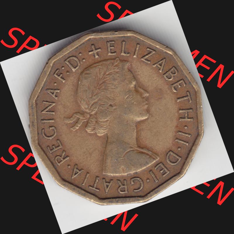 Münzen Großbritannien Umlaufmünze 1962, 3 Pence. Rückseite der alten britischen Münze aus Großbritannien zum katalogisieren und verwalten im Münzen-Katalog... Sammlung