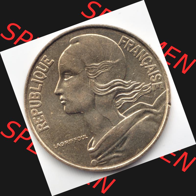 Münze Frankreich 1989, 20 Centimes. Rückseite der alten französischen Umlaufmünze aus Frankreich in der Francs-Währung zum katalogisieren und verwalten im Münzen-Katalog... Sammlung