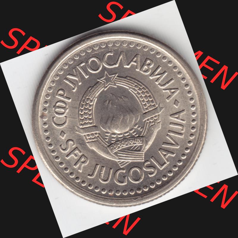 Münzen Jugoslawien Umlaufmünze 1990, 1 Dinara, Bild mit Rückseite der Münze als Bildmaterial Sammlung