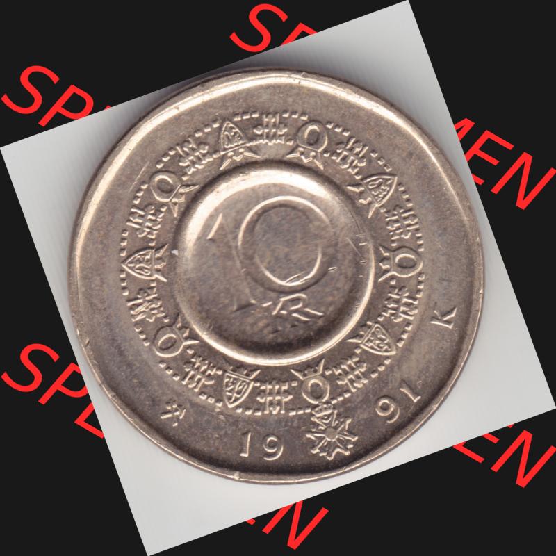 Münzen Norwegen Umlaufmünze 1983-1991, 10 KR Kroner, Kronen 1991, Bild mit Vorderseite der Münze aus Norwegen als Bildmaterial, für dich selbst Sammlung