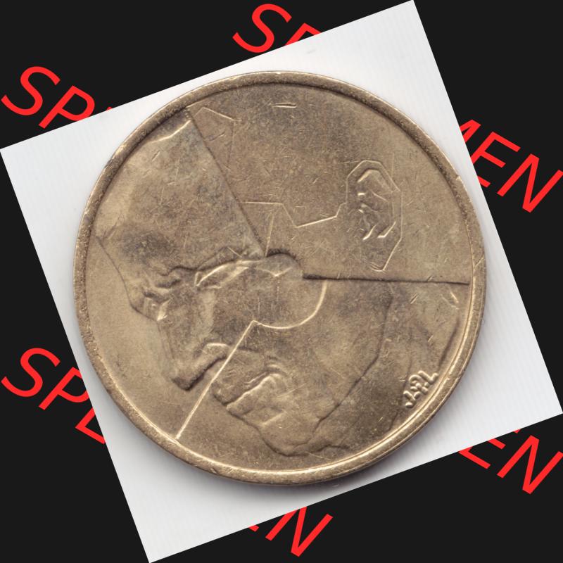 Münzen Belgien Umlaufmünze 1986. Rückseite der alten belgischen Francs Umlaufmünze aus Belgien vor Einführung der Euromünzen in Belgien zum katalogisieren und verwalten... Sammlung