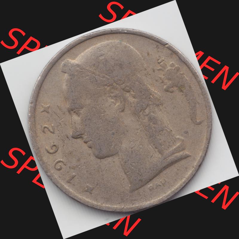 Münzen Belgien Umlaufmünze 1962. Vorderseite der alten belgischen Francs Umlaufmünze aus Belgien vor Einführung der Euromünzen in Belgien zum katalogisieren und verwalten... Sammlung