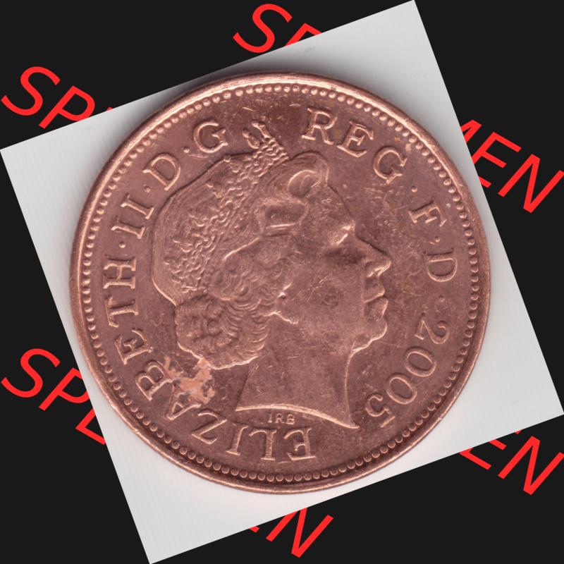Münzen Großbritannien Umlaufmünze 2005, 2 Two Pence. Vorderseite der alten britischen Münze aus Großbritannien zum katalogisieren und verwalten im Münzen-Katalog... Sammlung